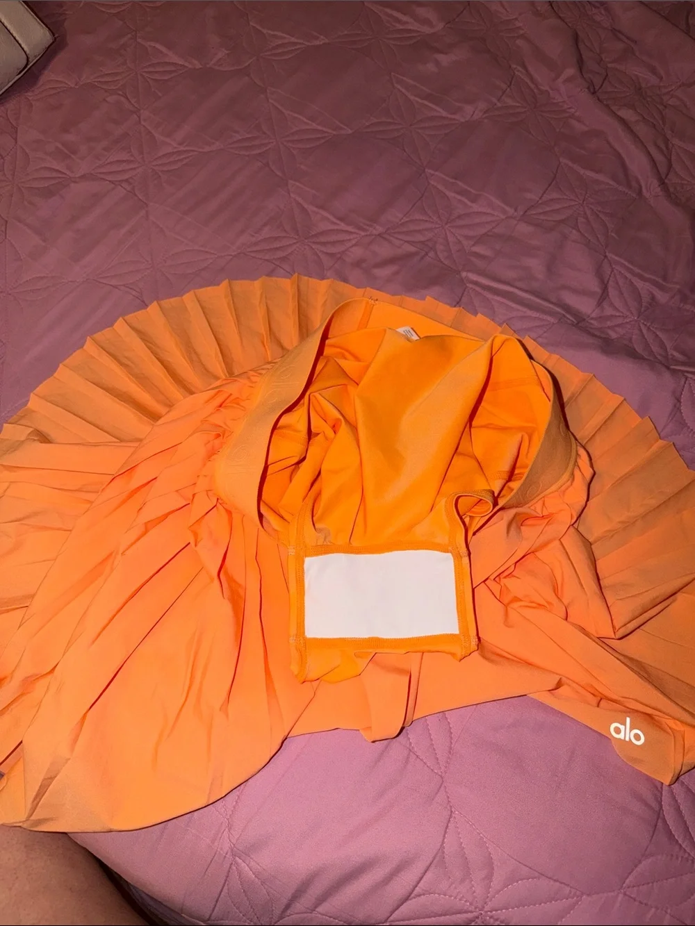 ALO Yoga Women’s Neon Orange Pleated Skirt